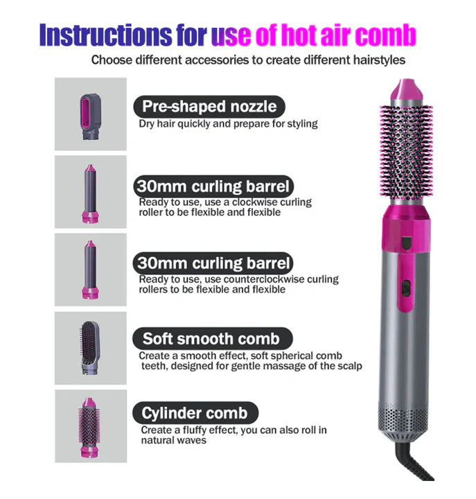 Inglobe Pro-Style 5-in-1 Air Styler: Salon Blowout at Home